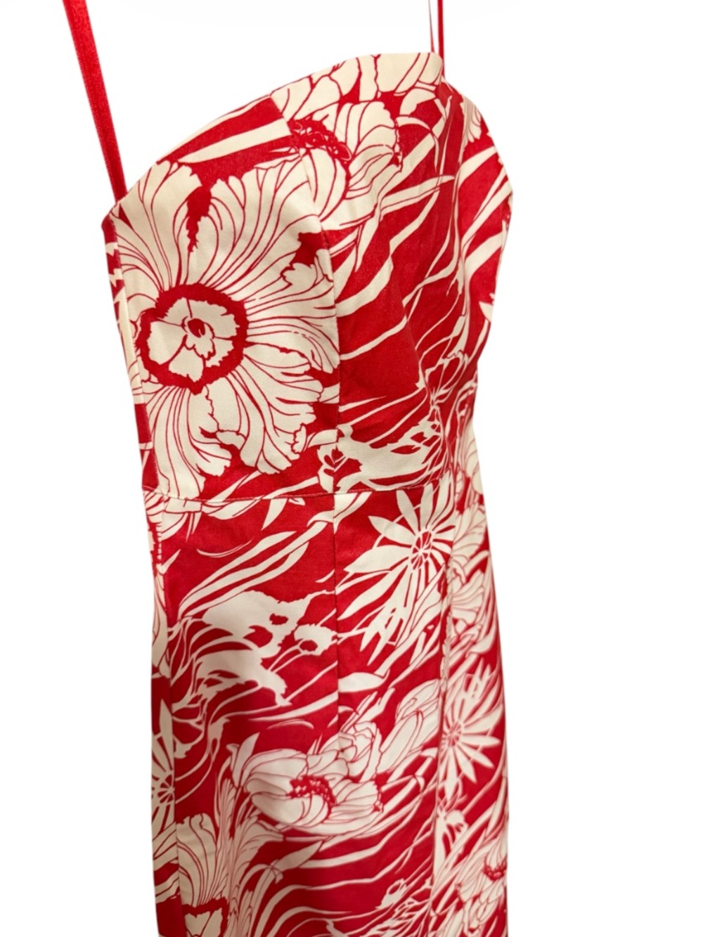 Vintage Express Stretch Rare Strapless Hawaiian Modern Midi Dress⭐️⭐️⭐️⭐️⭐️ - Picture 2 of 10